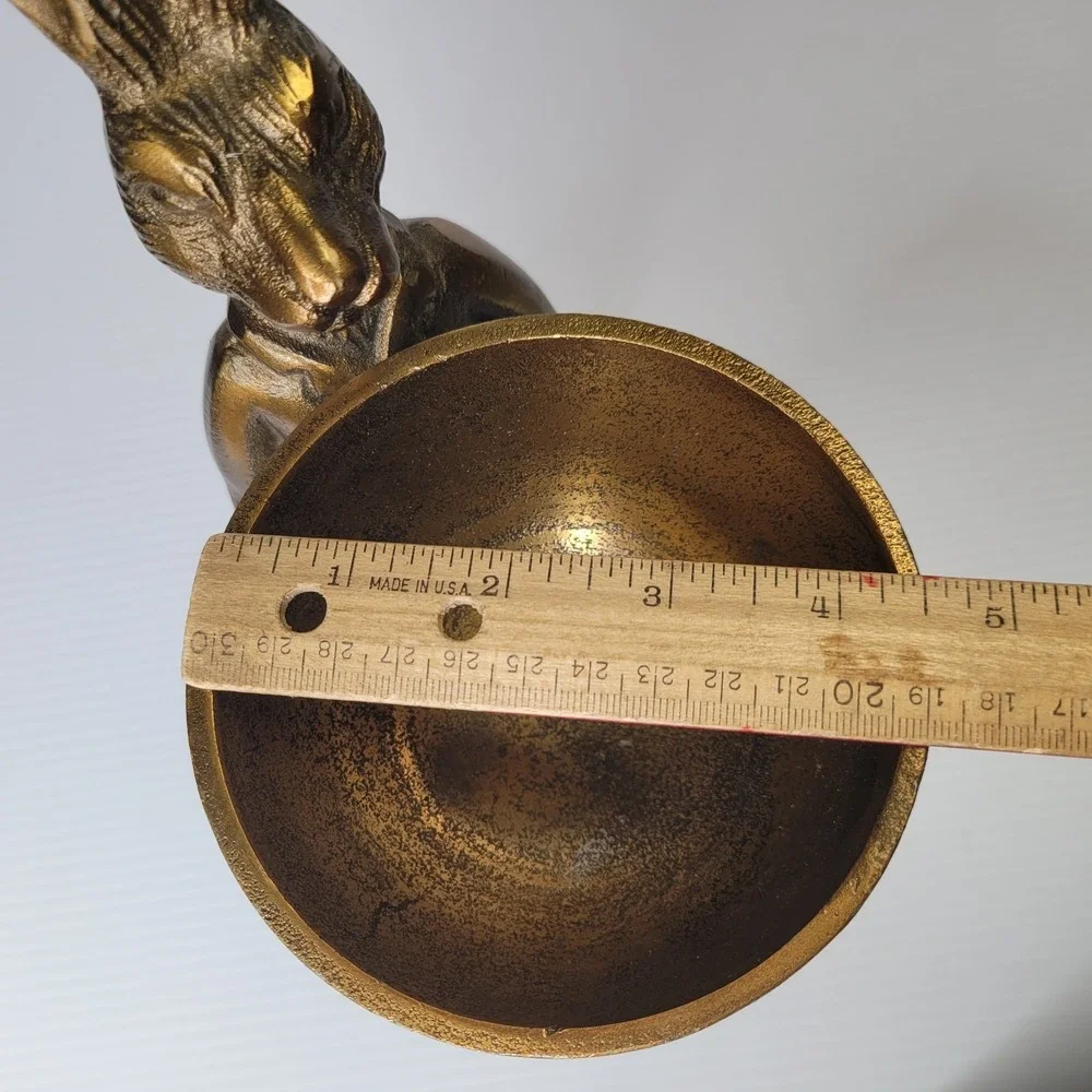Eric & Eloise - Eric the Hare 14" Tall Brass Pedestal Dish Bowl Stand Figurine - Picture 9 of 10